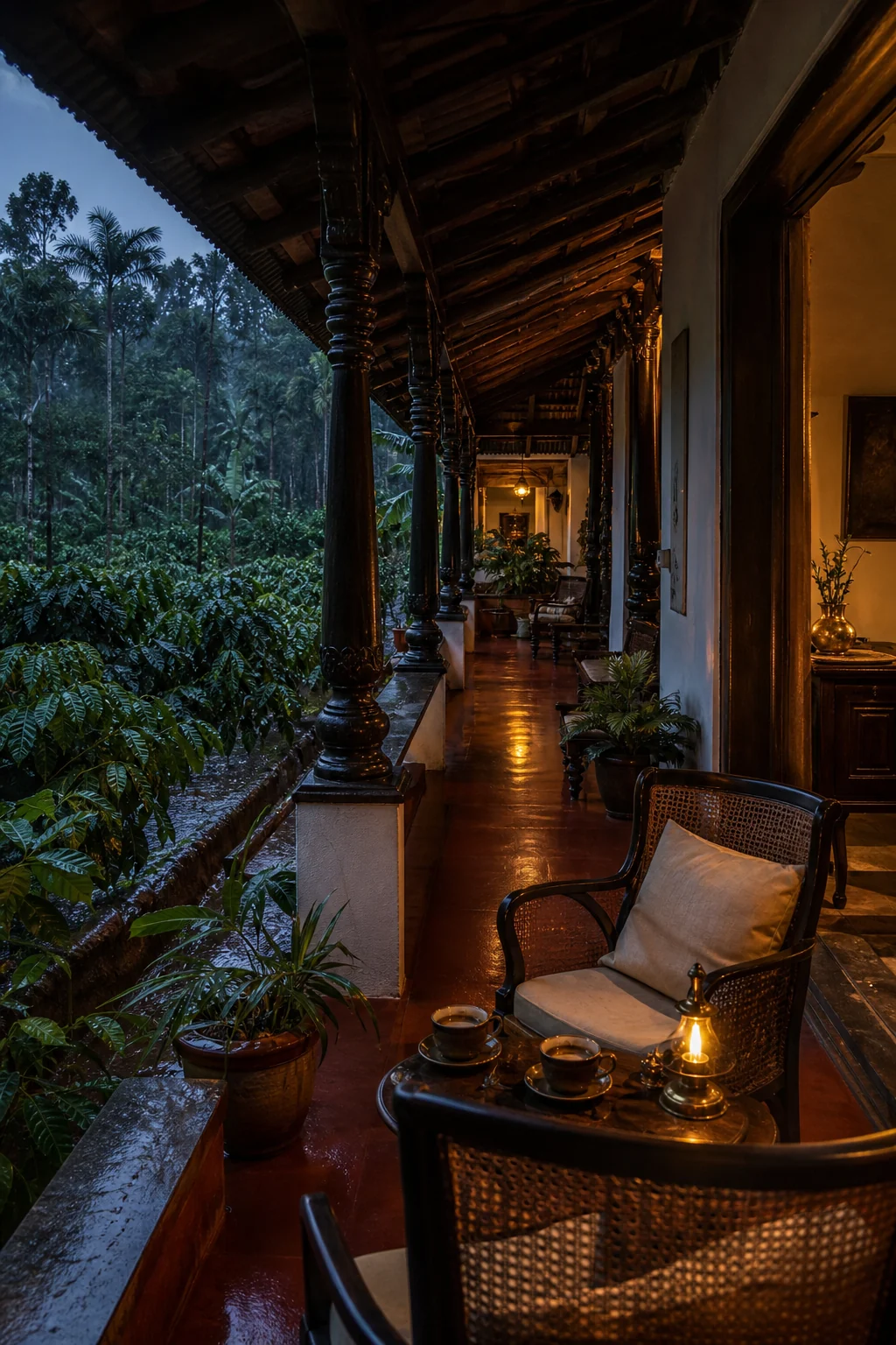 Rainy verandah at the planned CoorgDekho estate homestay